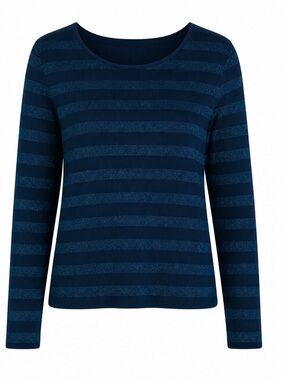 Talbots Striped Shimmer Knit Top - Teal. Sz XL. P2P 23 Length‎ 25